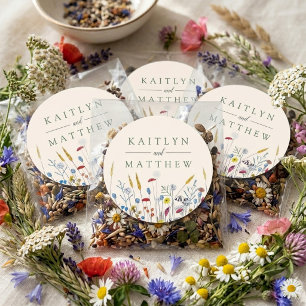 Sticker Rond La Suite de Mariage de Prairie de Fleurs Sauvages