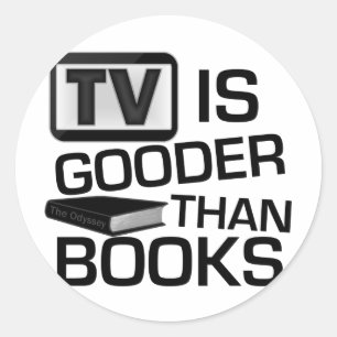 Sticker Rond La télévision est plus belle que les livres amusan
