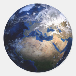 Sticker Rond La Terre Bleue De L'Espace Inspiré Monde