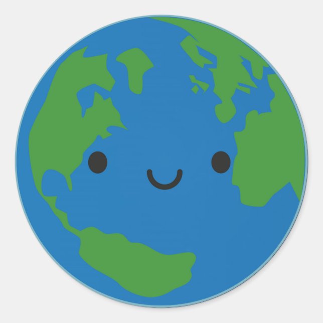 Sticker Rond La terre heureuse de planète (Devant)