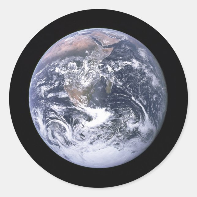 Sticker Rond La Terre "Marbre Bleu" semble d'Apollo 17 (Devant)
