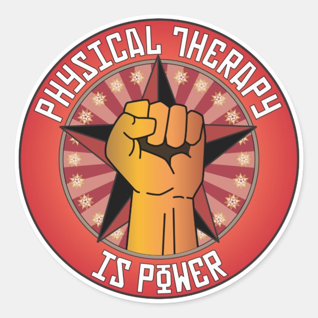 Sticker Rond La thérapie physique est le pouvoir (Devant)