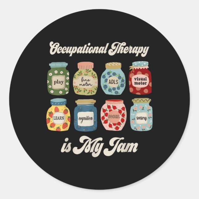 Sticker Rond La Thérapie Professionnelle Est Ma Drôle Confiture (Devant)
