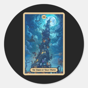 Sticker Rond La tour de papier toilette (la tour) Tarot d'Hallo