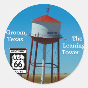 Sticker Rond La tour penchée du Texas dans le marié - route 6