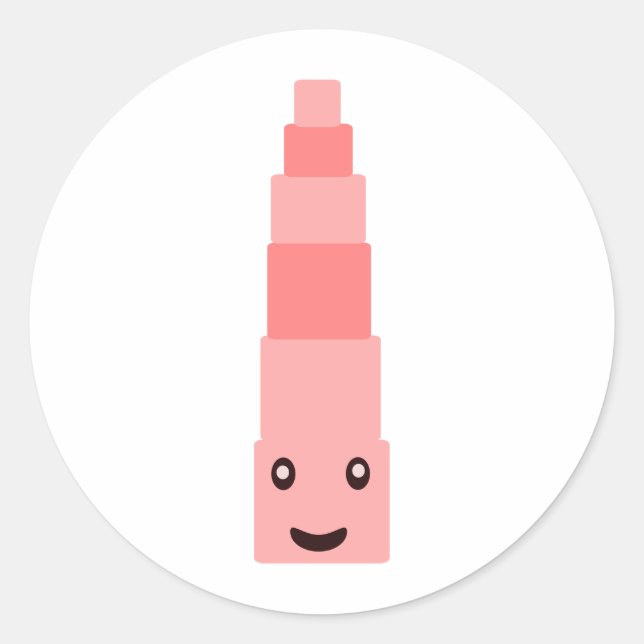 Sticker Rond La tour rose Montessori (Devant)