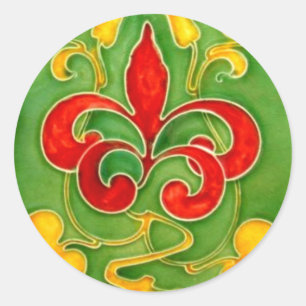 Sticker Rond La tuile vintage conçoit des arts et ouvre l'art
