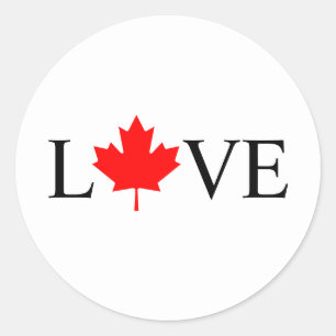 Sticker Rond La typographie de l'amour avec la feuille d'érable