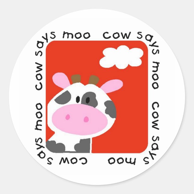 Sticker Rond La vache dit des maillots et des cadeaux de Moo (Devant)