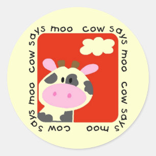 Sticker Rond La vache dit des maillots et des cadeaux de Moo