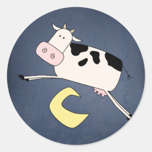 Sticker Rond La vache saute au-dessus de la lune