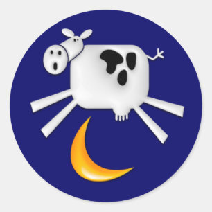 Sticker Rond La vache sautée au-dessus de la lune