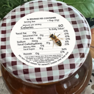 Sticker Rond La valeur nutritive du miel avec l'avertissement p