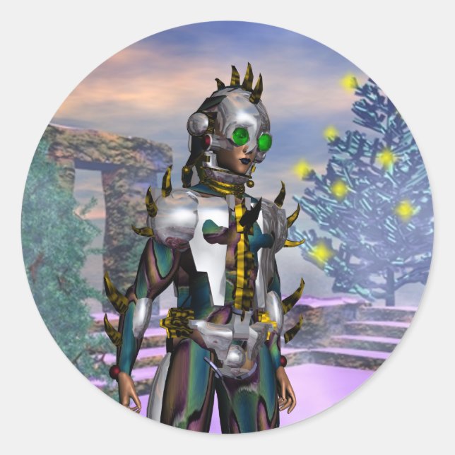 STICKER ROND LA VEILLE D'UN CYBORG DU NOUVEL AN (Devant)