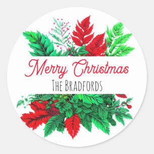 Sticker Rond La verdure de Noël Joyeux Noël personnalisé