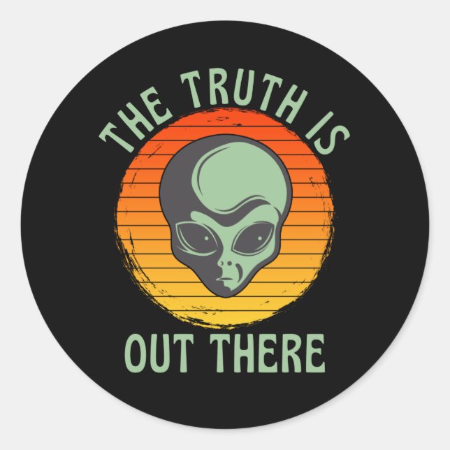 Sticker Rond La vérité est là-bas Alien gris OVNI (Devant)
