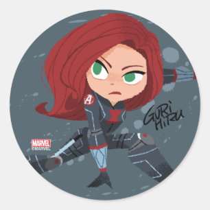 Sticker Rond La veuve noire de Guri Hiru