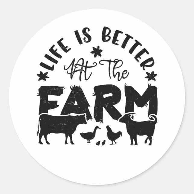 Sticker Rond La vie est meilleure à la ferme (Devant)