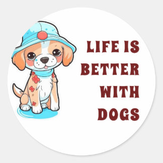 Sticker Rond la vie est meilleure avec les chiens