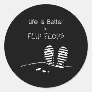 Sticker Rond La vie est meilleure en tongs