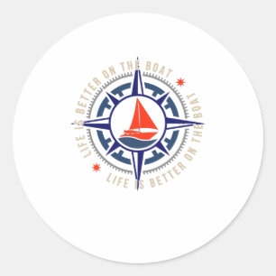 Sticker Rond La Vie Est Mieux À Bateau