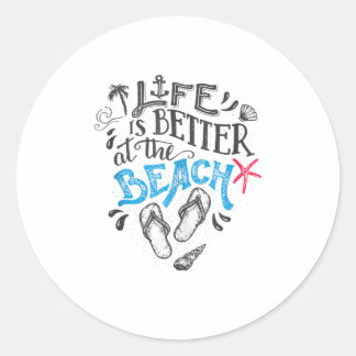 Sticker Rond La Vie Est Mieux À La Débardeur De Plage