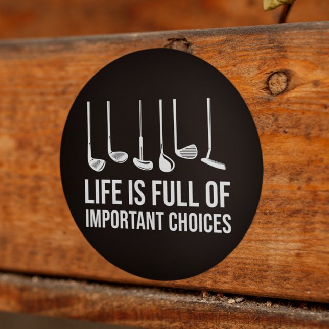 Sticker Rond La vie est pleine de choix importants Golf Noël (Life is Full Of Important Choices Golf Christmas Classic Round Sticker)