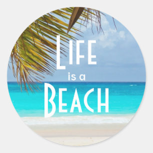 Sticker Rond La vie est une île tropicale avec des palmiers