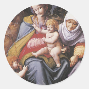 Sticker Rond La Vierge et l'Enfant avec St Elizabeth
