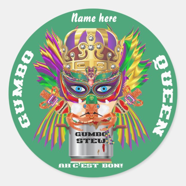 Sticker Rond La vue de la Reine de gombo de festival veuillez (Devant)