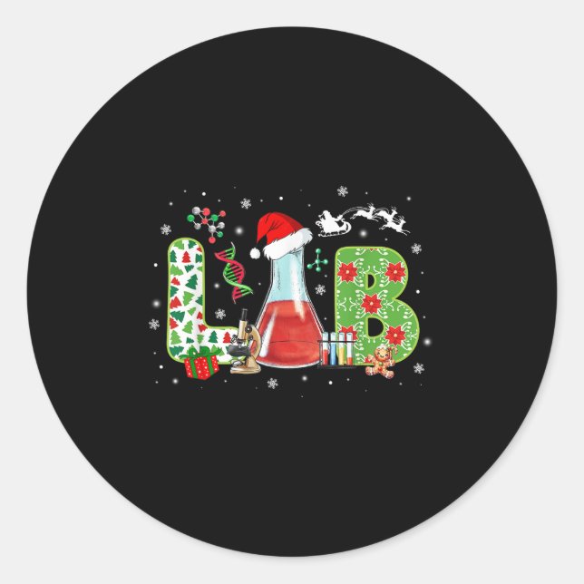 Sticker Rond Lab Christmas Laboratory Technician Science Xmas S (Devant)