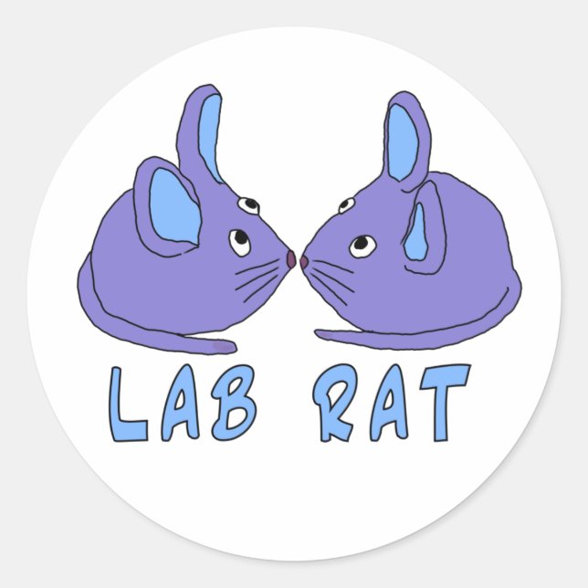 Sticker Rond Lab | deux souris bleues de laboratoire (Devant)