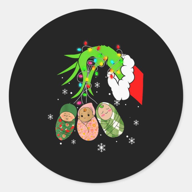 Sticker Rond Labor And Delivery Nurse Christmas Lights Snowflak (Devant)