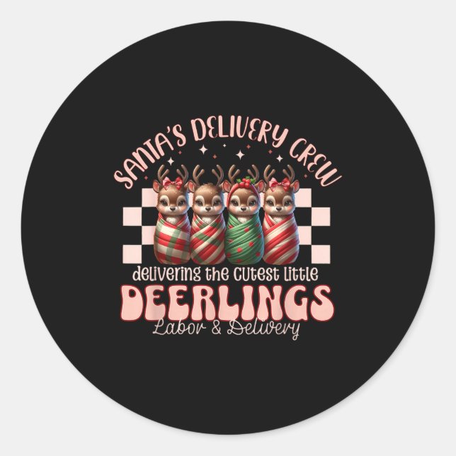 Sticker Rond Labor And Delivery Reindeer Swaddle Christmas L&am (Devant)