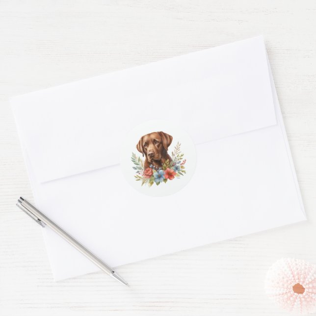 Sticker Rond Laboratoire de chocolat Floral (Enveloppe)