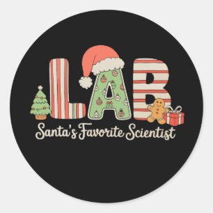 Sticker Rond Laboratoire Santas Chercheur Préféré Laboratoire d