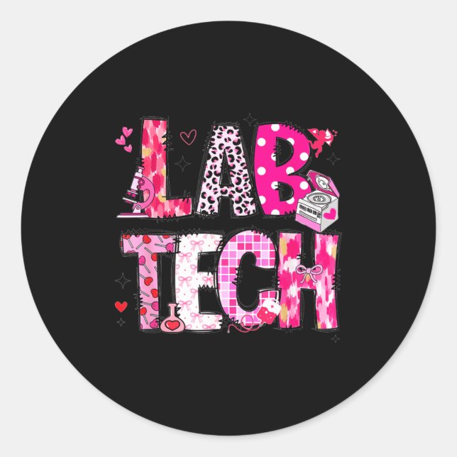 Sticker Rond Laboratory Tech Valentines Day Medical Lab Tech La (Devant)