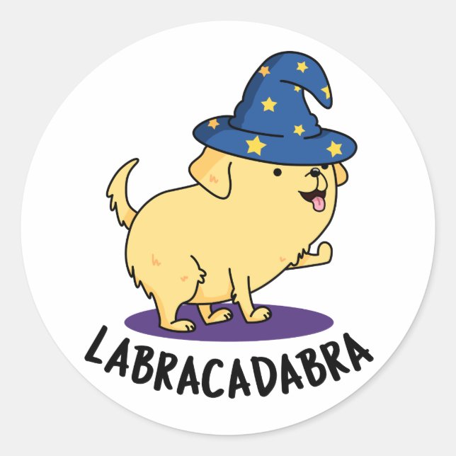Sticker Rond Labra-cadabra Funny Labrador Chien Pun (Devant)