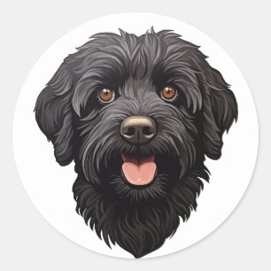 Sticker Rond Labradoodle Chien noir