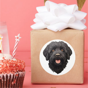 Sticker Rond Labradoodle Chien noir