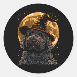 Sticker Rond Labradoodle Halloween Chien Drôle Mignon Doodle Ma