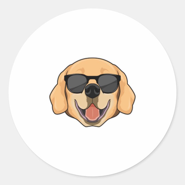 Sticker Rond Labrador avec lunettes de soleil (Devant)