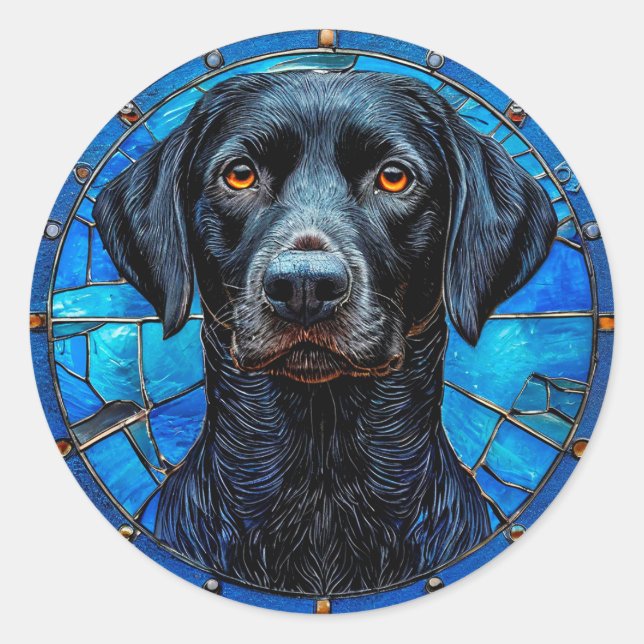 Sticker Rond Labrador en verre (Devant)