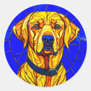 Sticker Rond Labrador en verre coloré