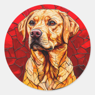 Sticker Rond Labrador en verre coloré