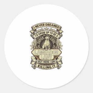 Sticker Rond Labrador Lady Dog Crown Shield_1