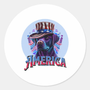 Sticker Rond Labrador - Noir Lab 4 juillet conception