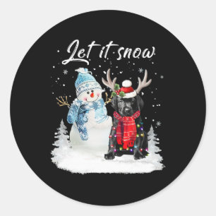 Sticker Rond Labrador Pup Père Noël Chien Noël Snowman Xmas Paj
