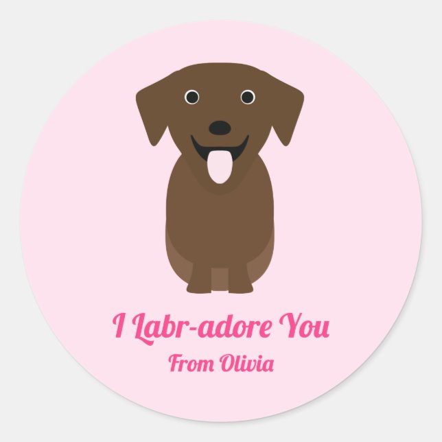 Sticker Rond Labrador Retriever Chien Saint-Valentin (Devant)