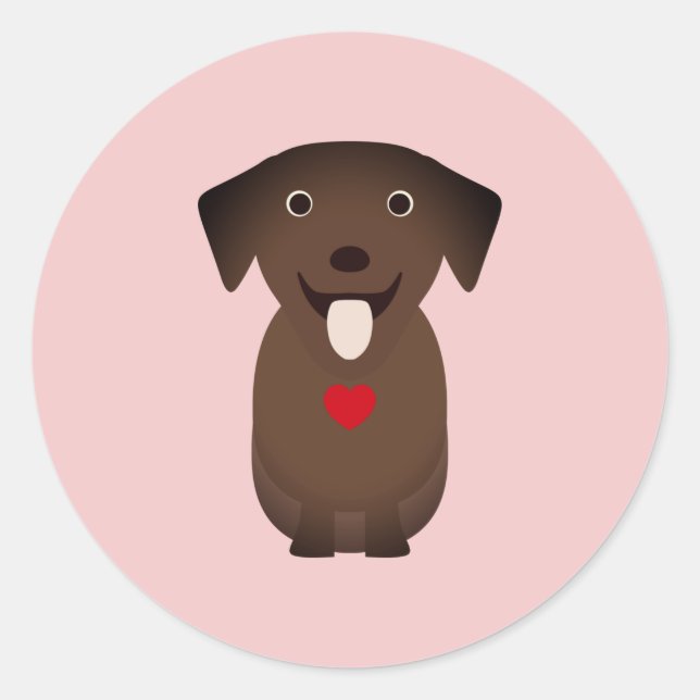 Sticker Rond Labrador Retriever Dog Valentine, Saint-Valentin (Devant)